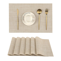 Leetaltree beige placemats front view showing elegant set and immediate table upgrade