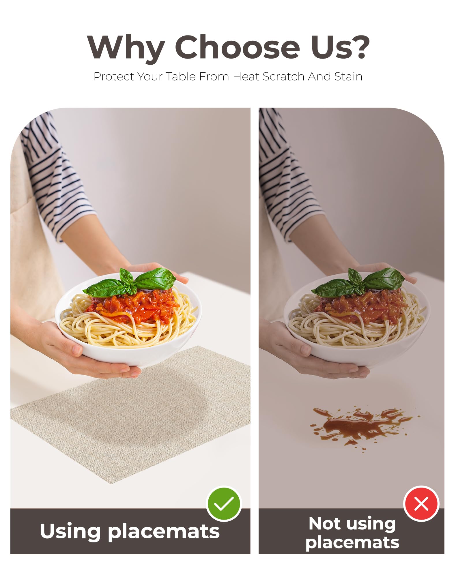 Leetaltree placemats styled in dining room highlighting versatile, hostess-ready appeal