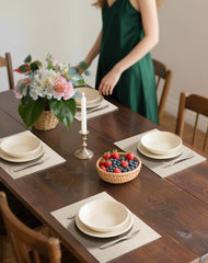 Leetaltree placemat edge detail showing tight weave and reinforced durability benefit