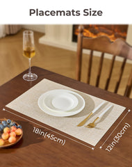 Leetaltree six placemats laid on dining table demonstrating coordinated, refined look