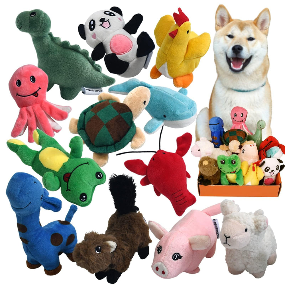 LEGEND SANDY front pack showing twelve colorful plush toys for variety