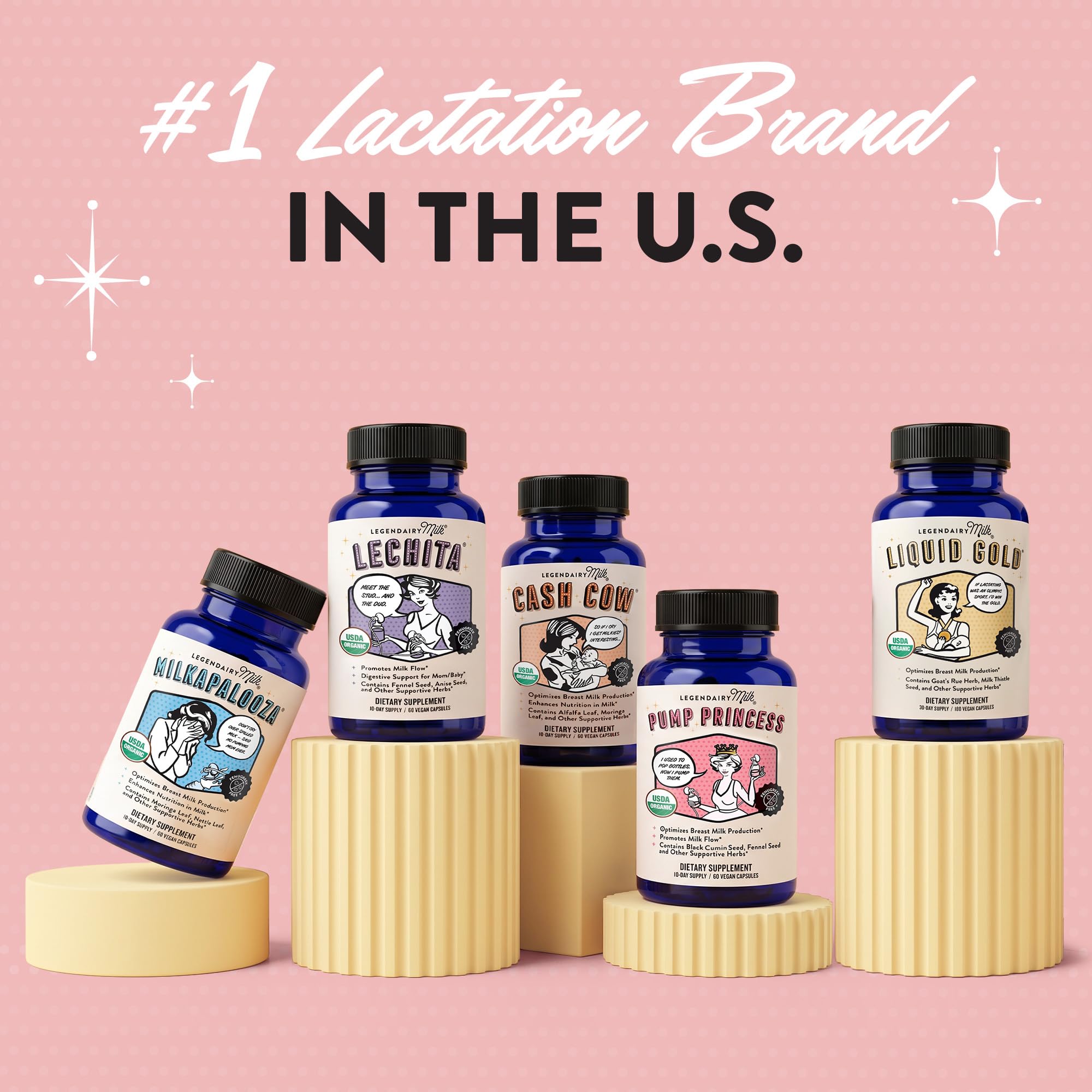 Legendairy Milk open bottle with capsules for easy daily use