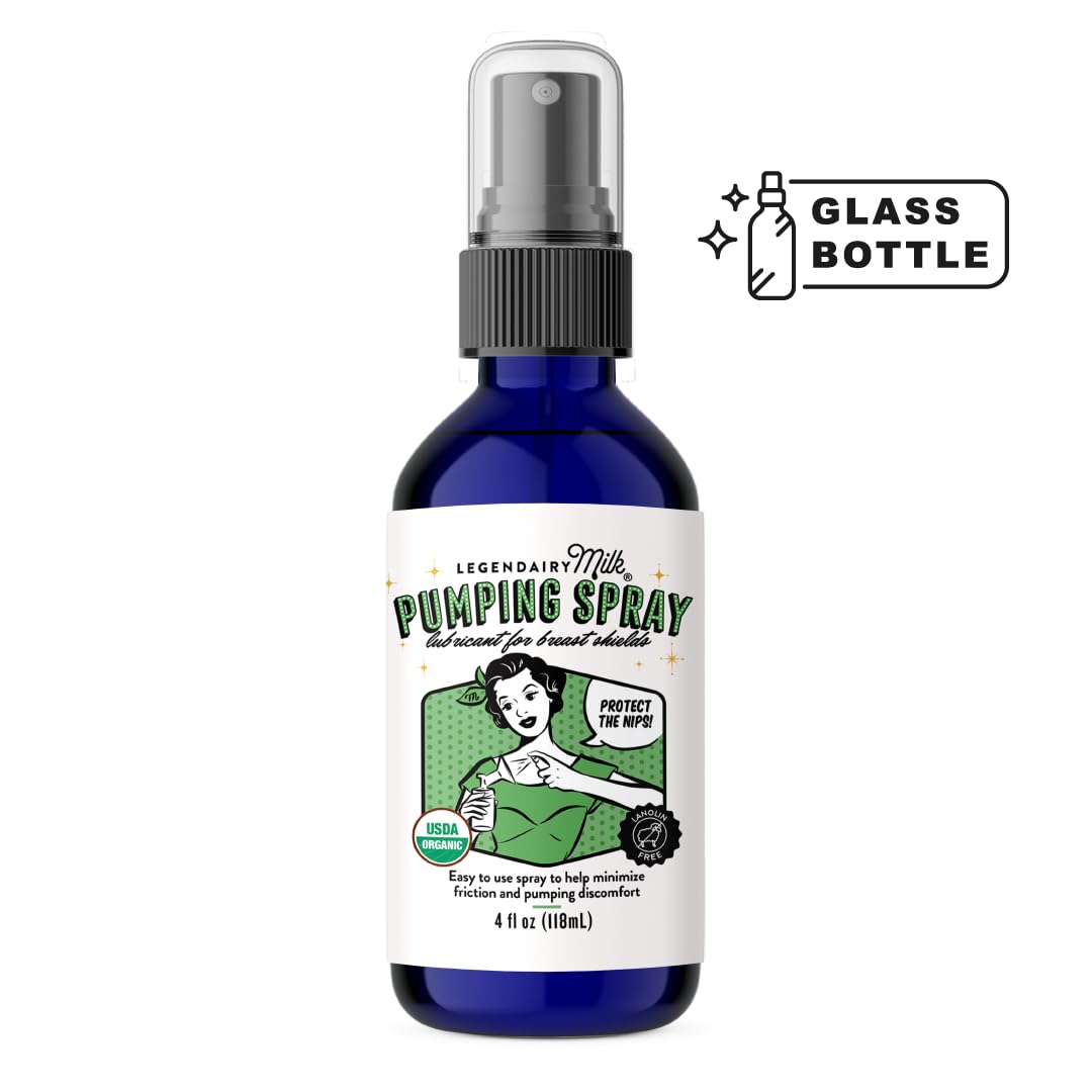 Legendairy Milk spray bottle closeup highlighting pump nozzle and travel-ready convenience