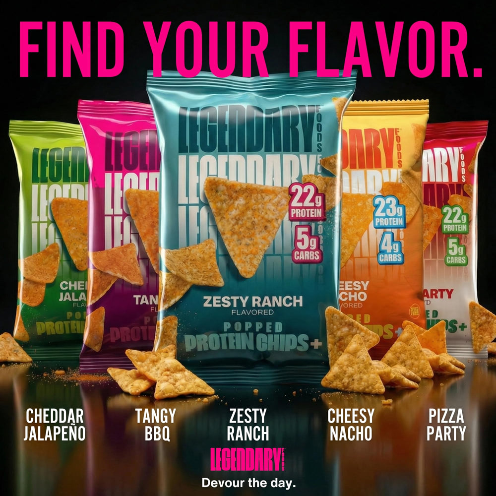 Legendary Foods outdoor picnic scene showing savory snack for active lifestyles