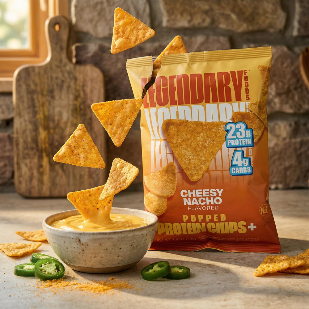 Legendary Foods nutrition facts label closeup emphasizing protein and low carbs