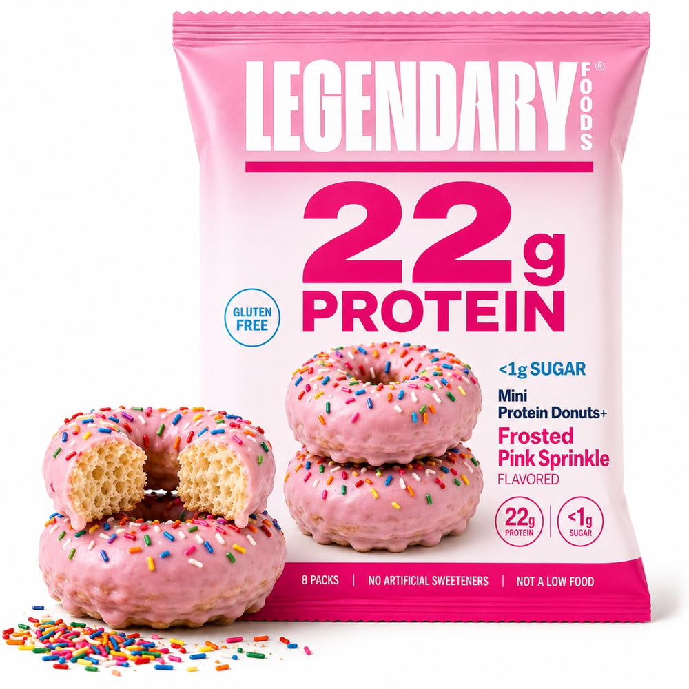Legendary Foods front packaging showing donut and benefits