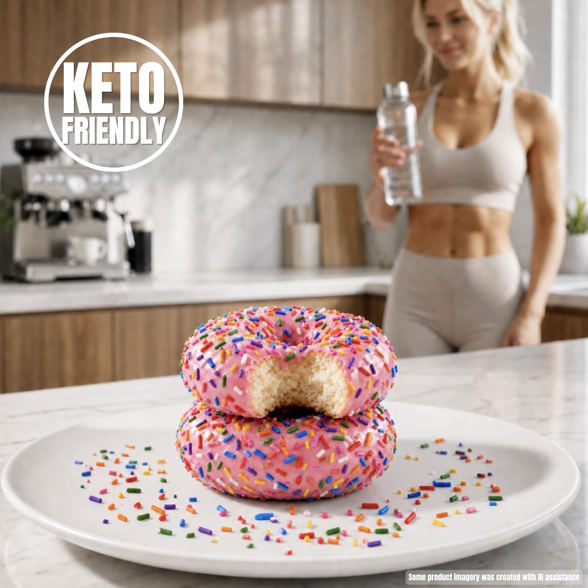 Legendary Foods donut beside coffee for snack pairing
