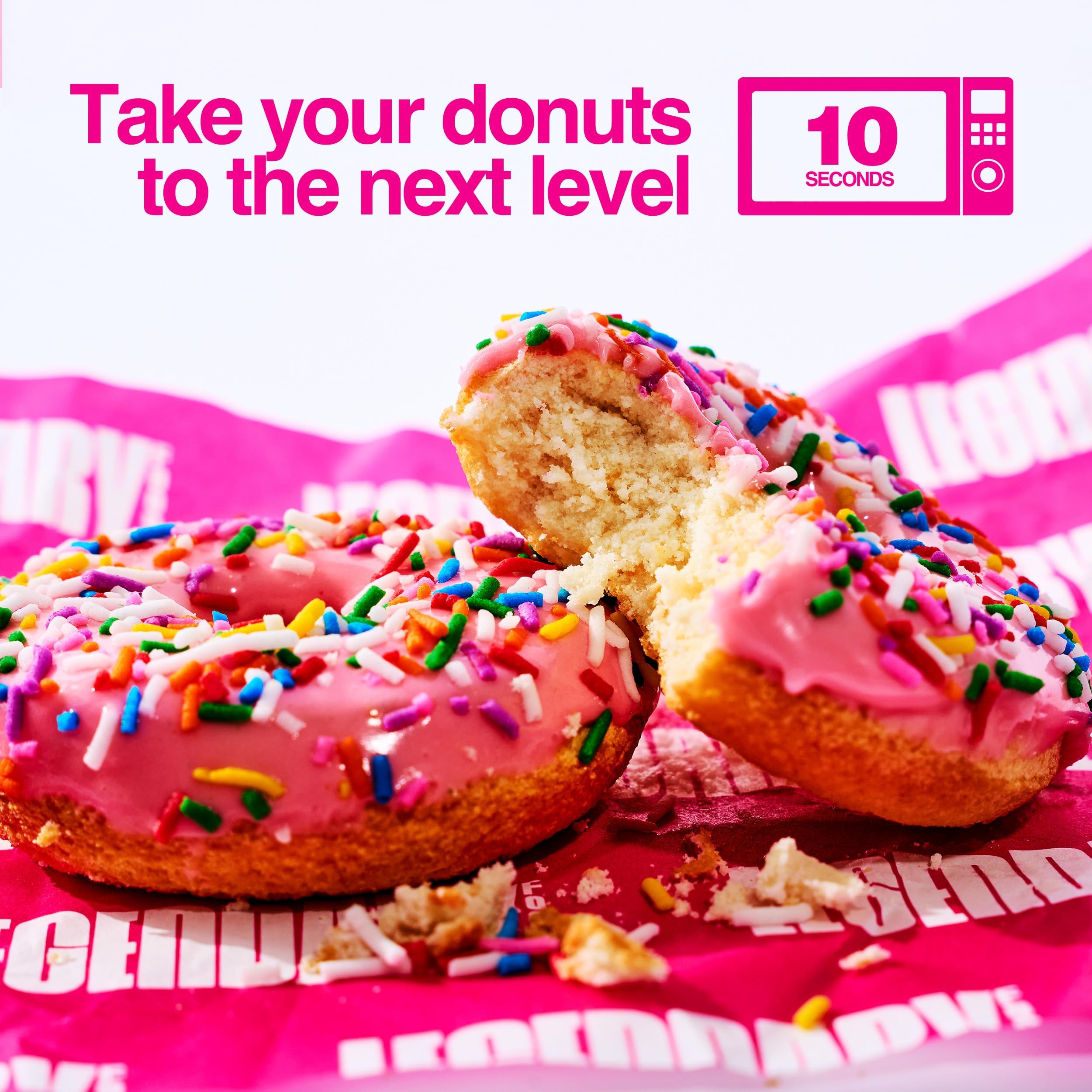 Legendary Foods donut warming in microwave for warm glaze