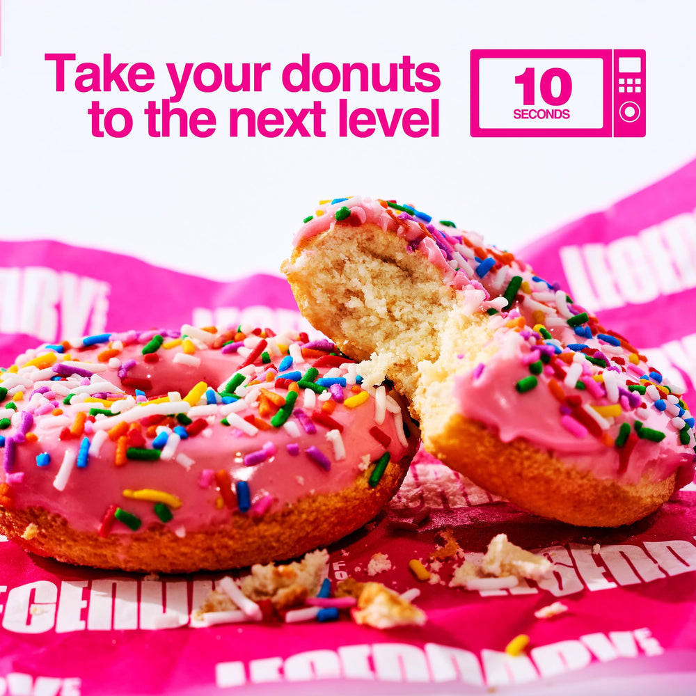 Legendary Foods donut warming in microwave for warm glaze