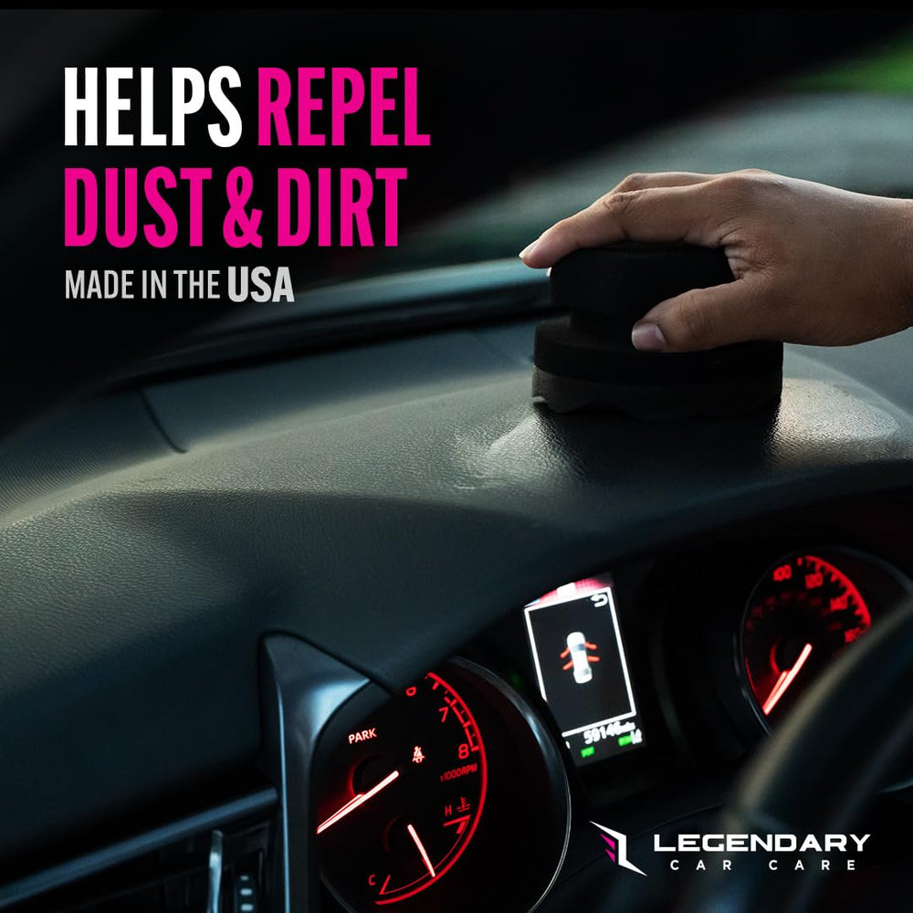 Legendary Car Care label and ingredients panel displaying safe, water-based formula benefit