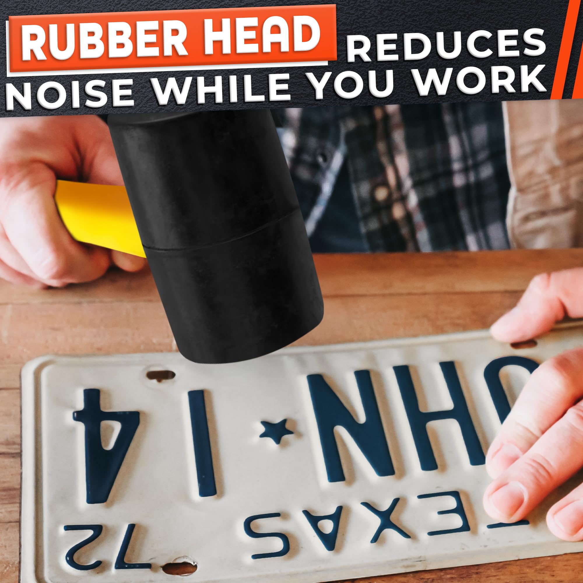 LEGLO mallet head angled to reveal solid-rubber build that absorbs shock and rebound