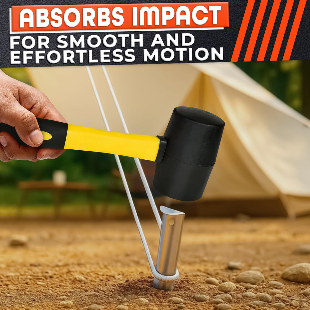 LEGLO mallet striking a paver to demonstrate controlled impact and surface protection