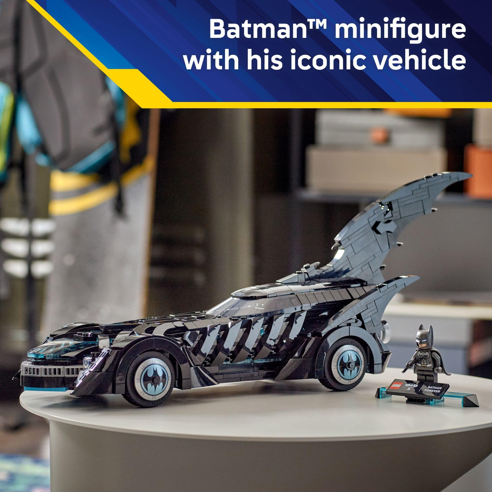 LEGO Batmobile rotating wheel closeup showing functional movement benefit
