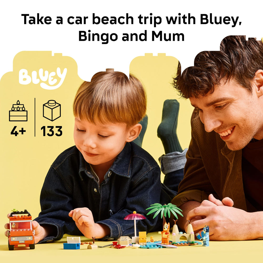 LEGO Bluey car with roof open and seats visible showing easy access for role play