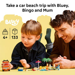 LEGO Bluey car with roof open and seats visible showing easy access for role play
