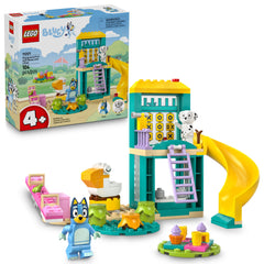 LEGO Bluey front box art showing playground set promoting creative play