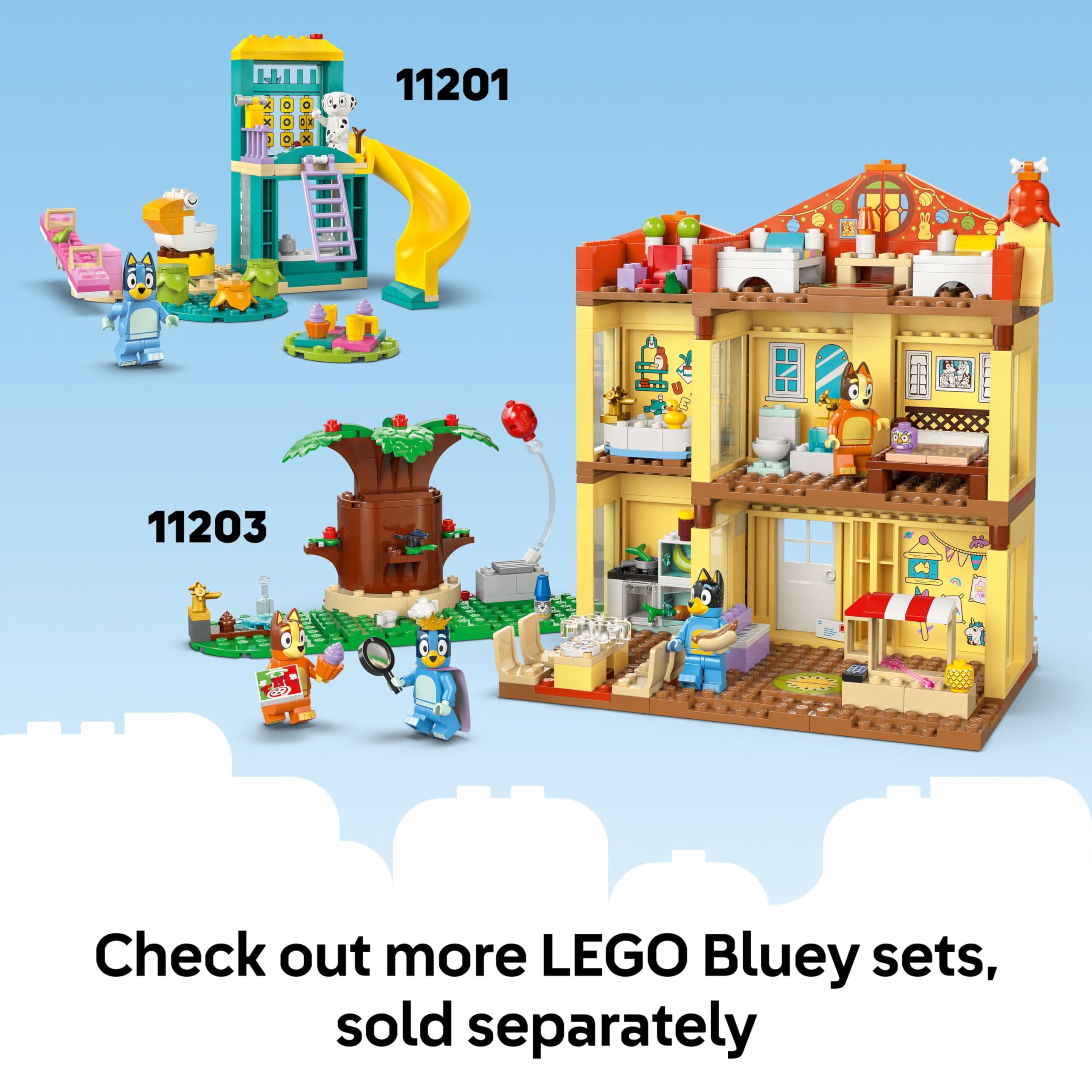 LEGO Bluey car held by child hand showing compact size and portability for toddlers