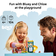 LEGO Bluey slide and seesaw detail highlighting active play features