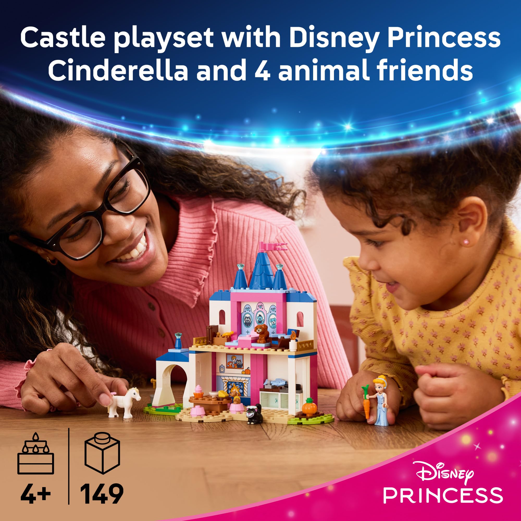 LEGO Cinderella castle interior view with rooms and accessories for immersive play