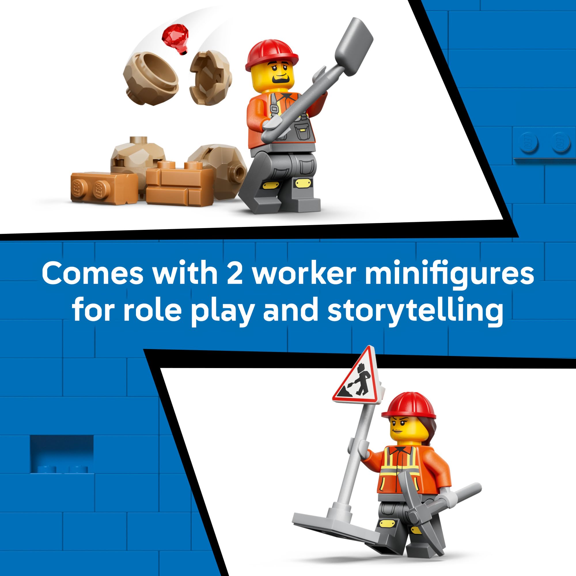LEGO loader next to a hand showing size and portability for easy play
