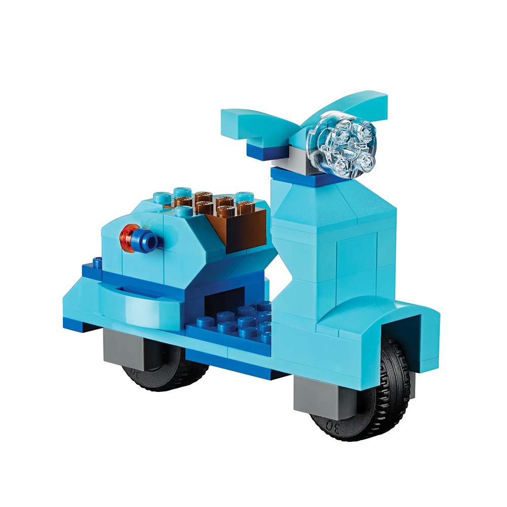 LEGO finished castle and scooter models showcasing play possibilities