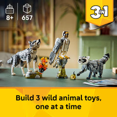 LEGO wolf on rocky hill close-up highlighting textured rock and stability