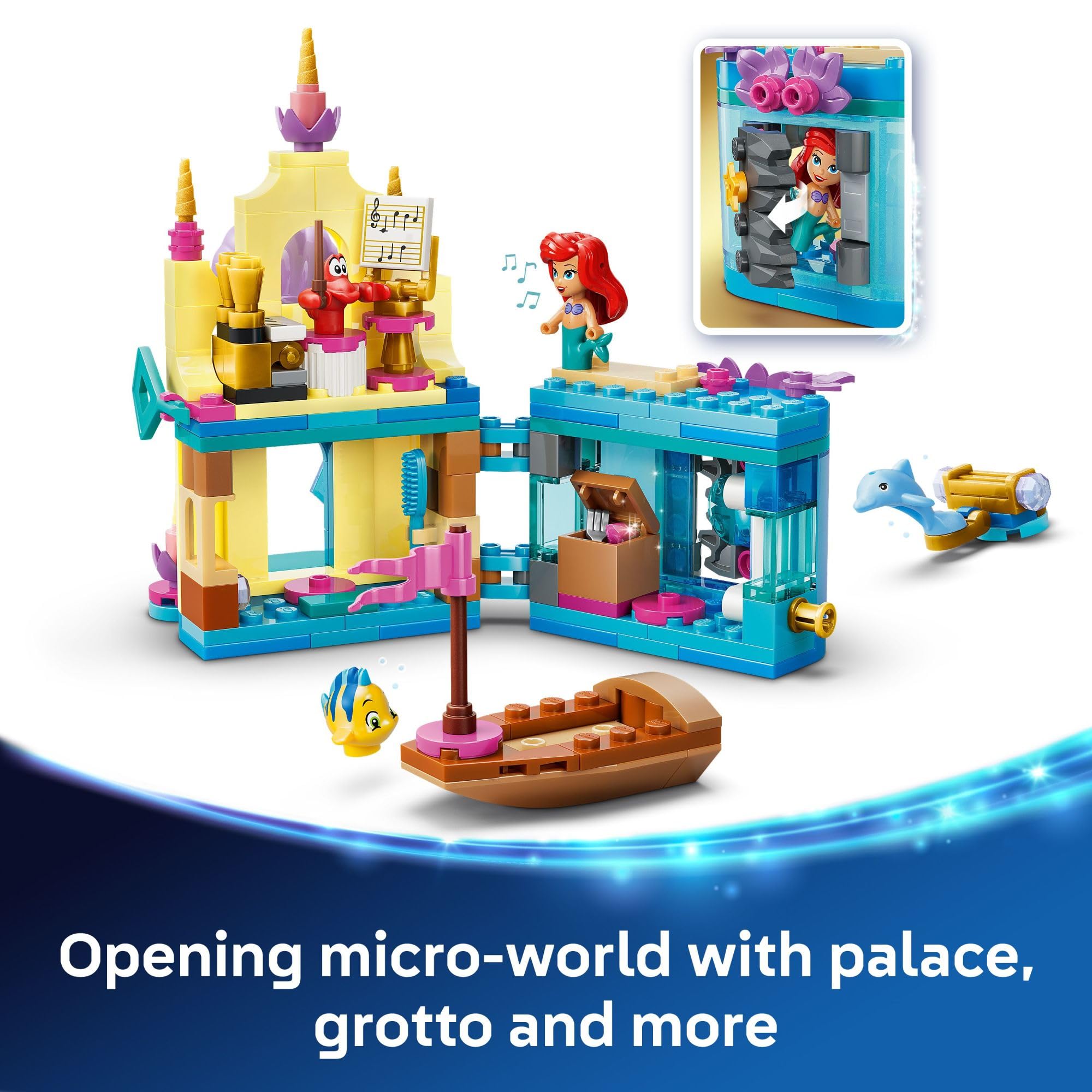 LEGO Ariel characters and accessories close-up by LEGO with imaginative detail benefit