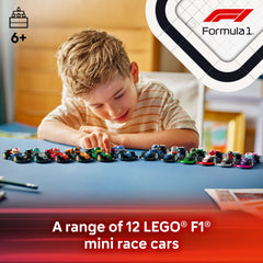 LEGO close-up of team livery and tiny helmet highlighting authentic details