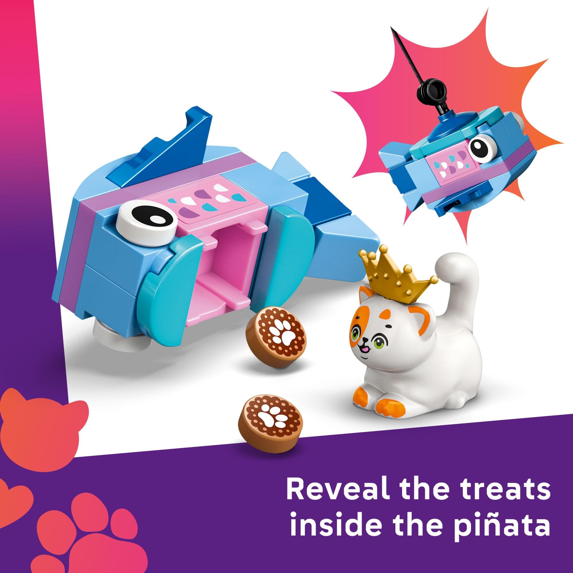 LEGO Friends minidolls and five cat figures arranged to encourage storytelling