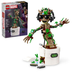 LEGO Dancing Groot front view showing poseable arms and display-ready detailing