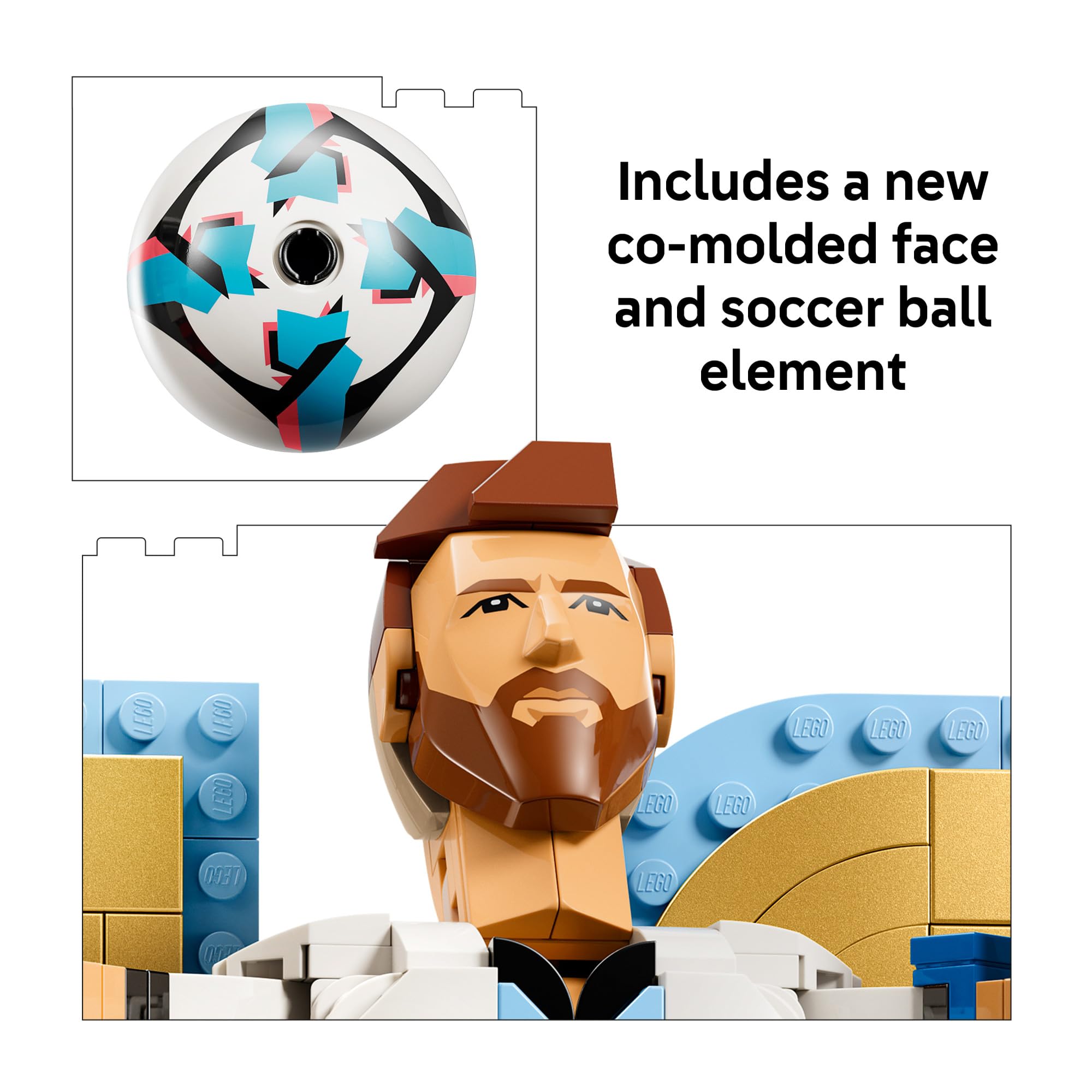 LEGO Lionel Messi printed plaque and number 10 showing brand collectible appeal