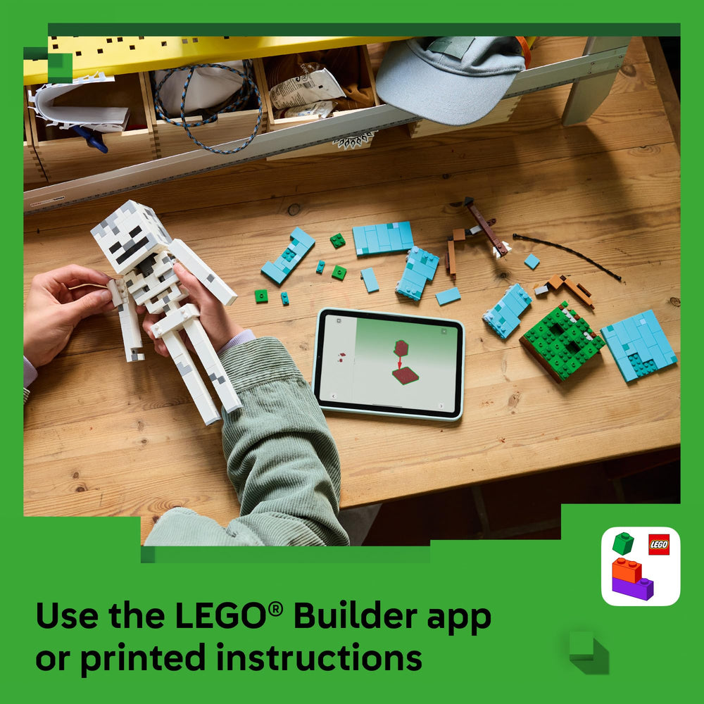 LEGO The Skeleton on shelf in game room setting showing collectible appeal