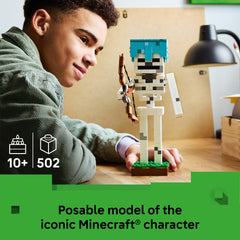 LEGO The Skeleton close-up head shot showing pixelated features and accuracy