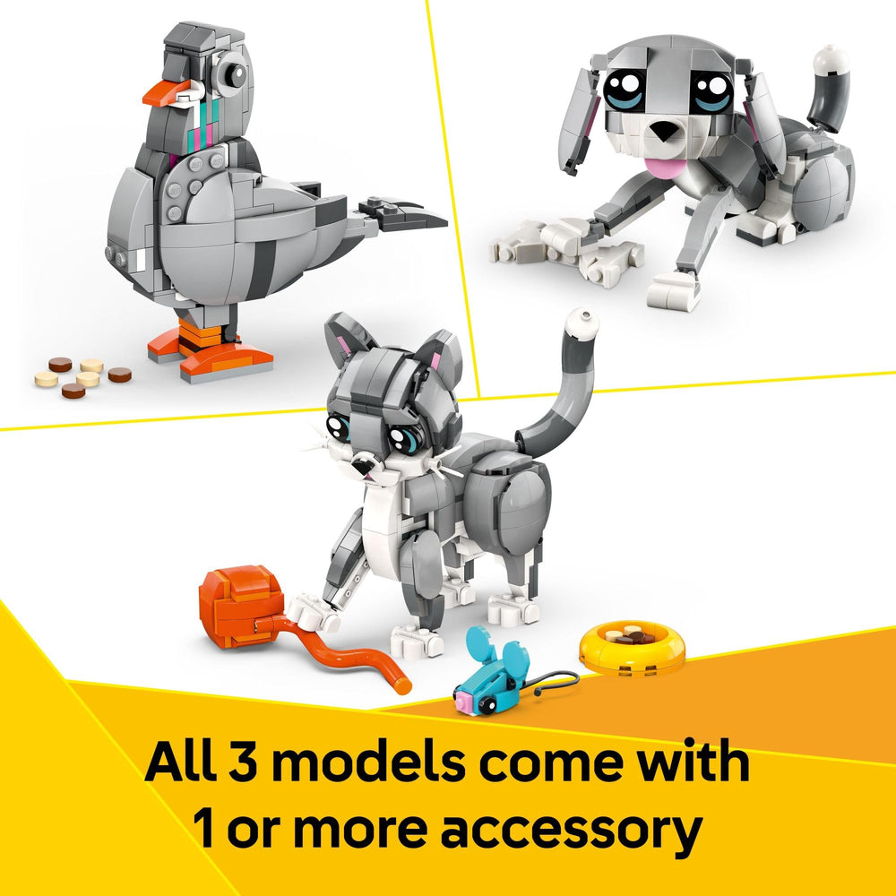 LEGO playful cat accessories and miniprops including yarn, mouse and bowl