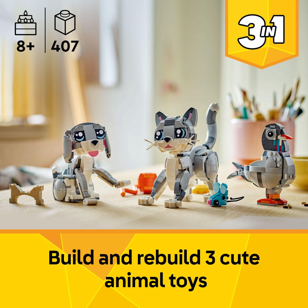LEGO playful cat closeup on bricks showing texture and build quality benefits