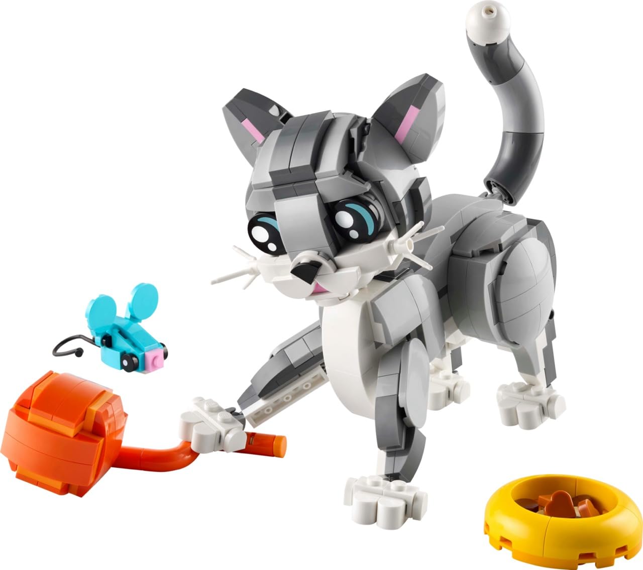 LEGO playful cat dog model in play with bone accessory for imaginative play