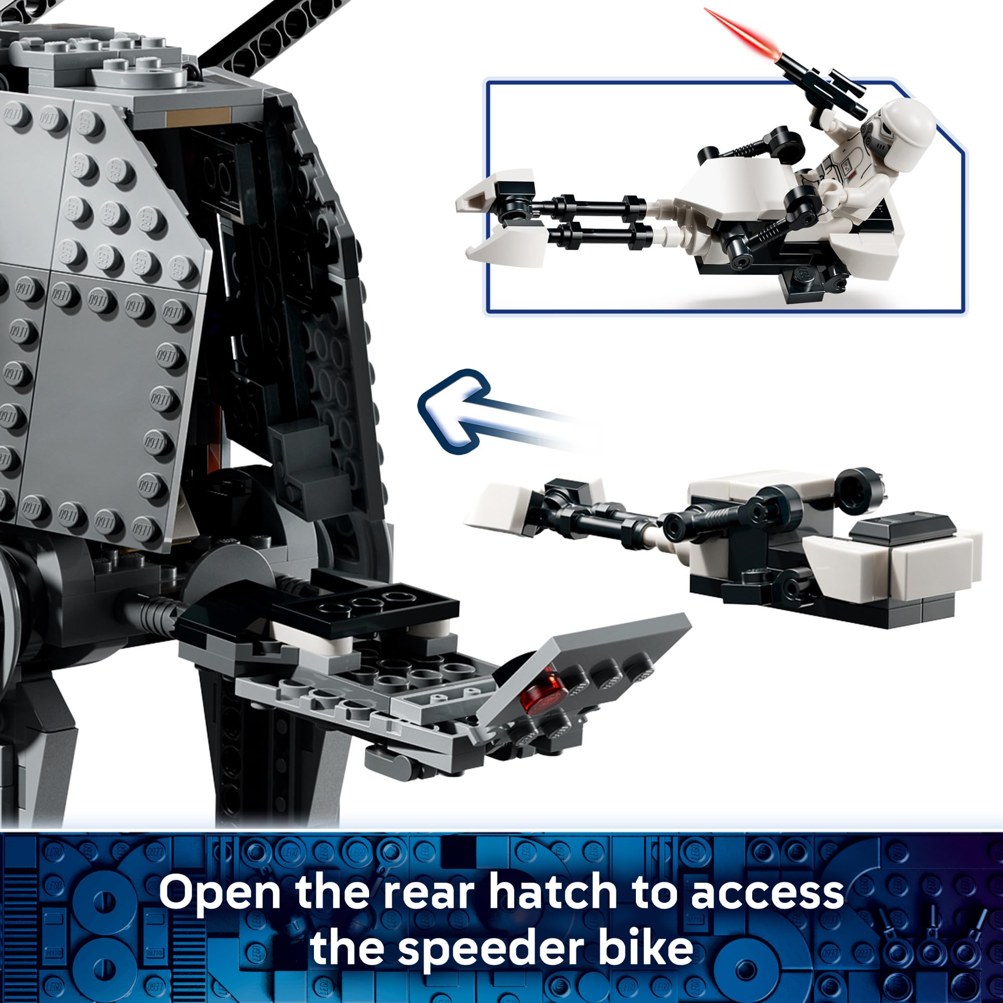 LEGO minifigure lineup including The Mandalorian, Grogu and Imperial characters for storytelling