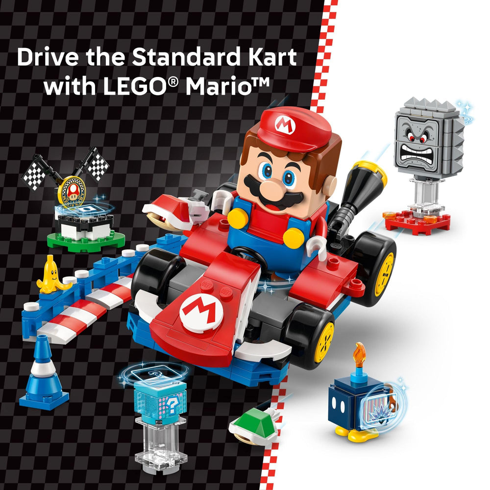 Close-up of the LEGO kart shell-launcher detail demonstrating action play