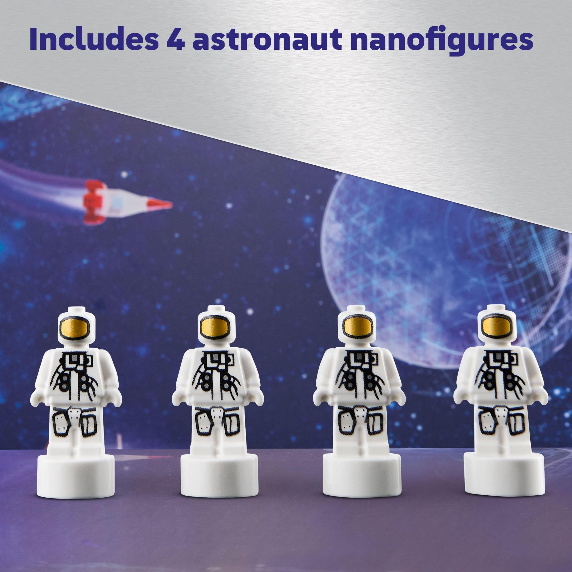 LEGO Technic four astronaut nanofigures arranged for imaginative play