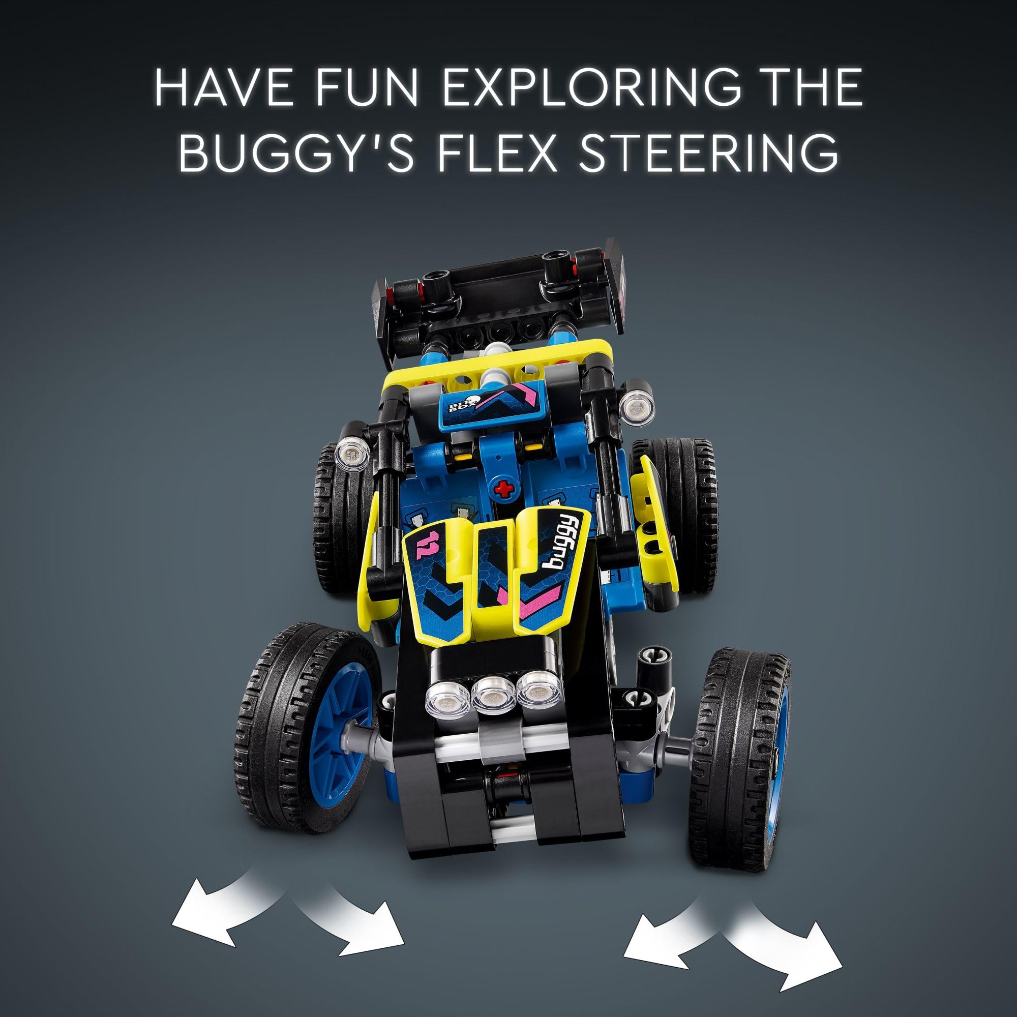 LEGO Technic off-road race buggy rear suspension detail highlighting durable shock action