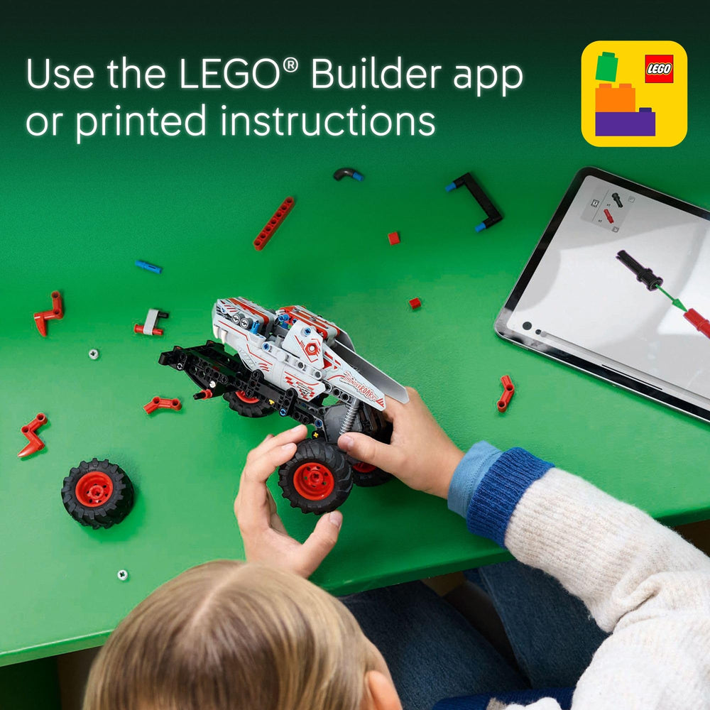 LEGO ThunderROARus set box with pieces spread to show contents and build size