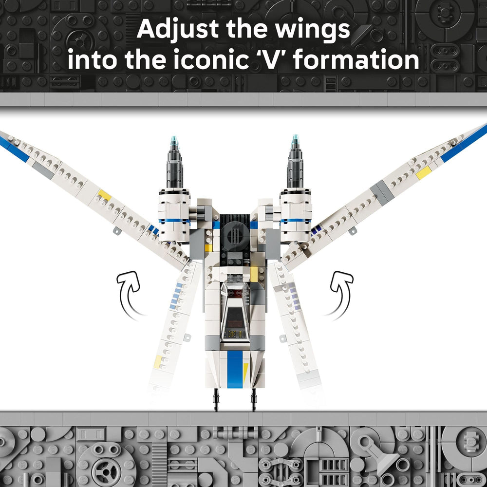 LEGO Rebel U-Wing open cockpit with Cassian Andor and K-2SO for play