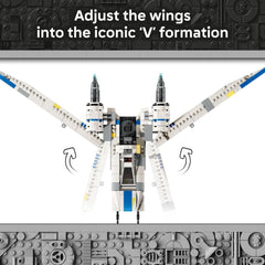 LEGO Rebel U-Wing open cockpit with Cassian Andor and K-2SO for play