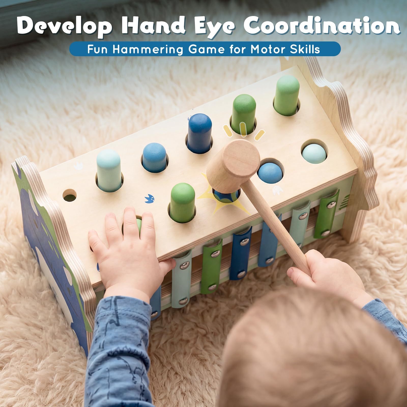 Lehoo Castle size comparison with child hand showing toddler-friendly scale