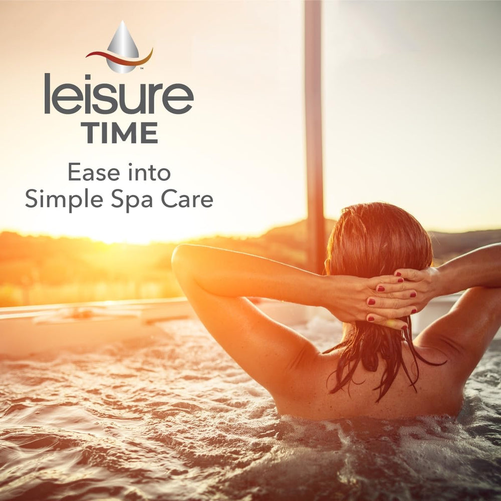 LEISURE TIME spa lifestyle scene with clear water, maintains sparkling water benefit