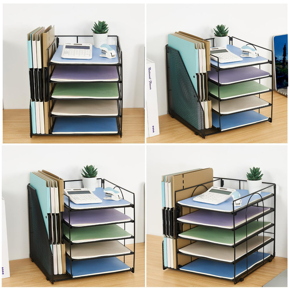 LEKETREE organizer next to A4 paper showing size fit and space-saving vertical design