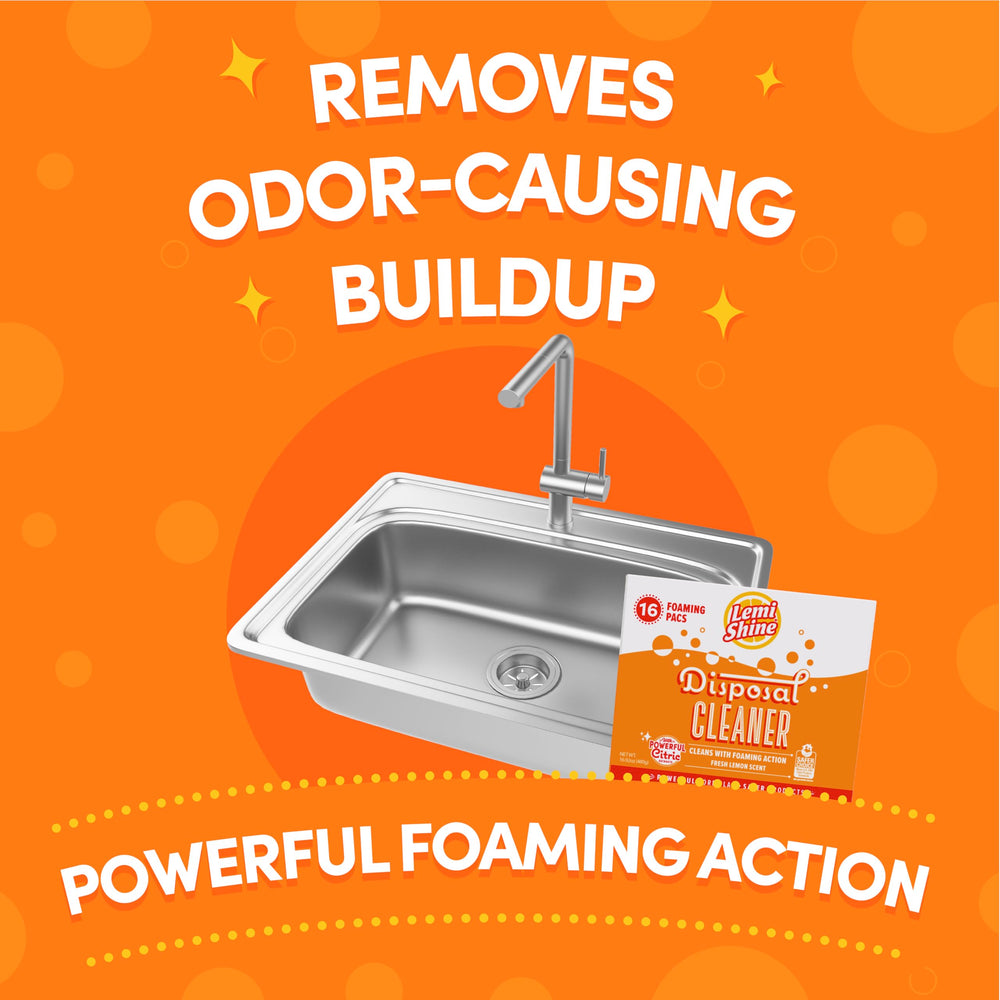 Lemi Shine foaming in a garbage disposal demonstrating residue-lifting action