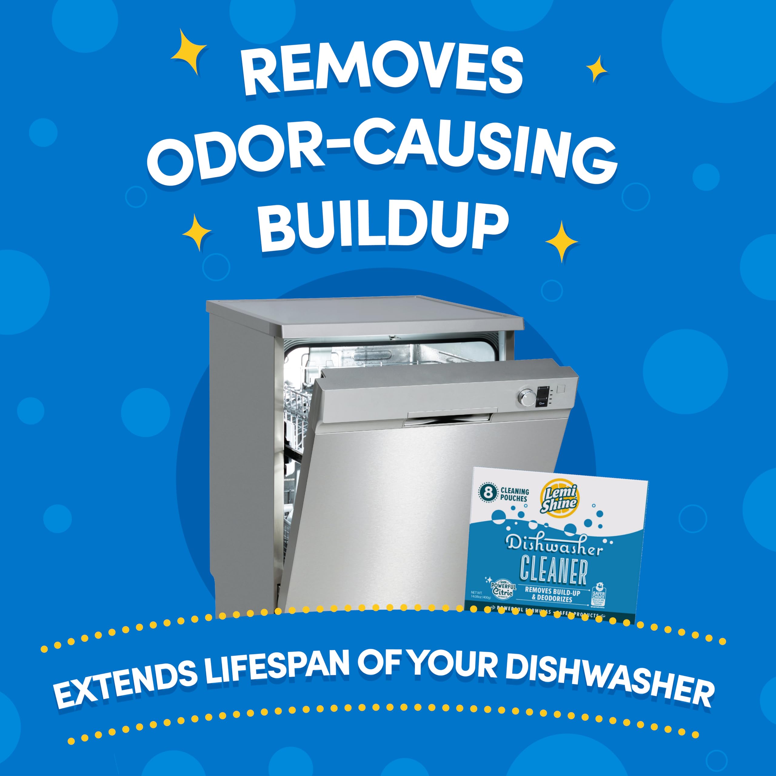 Lemi Shine inside dishwasher tub demonstrating cleaner action benefit