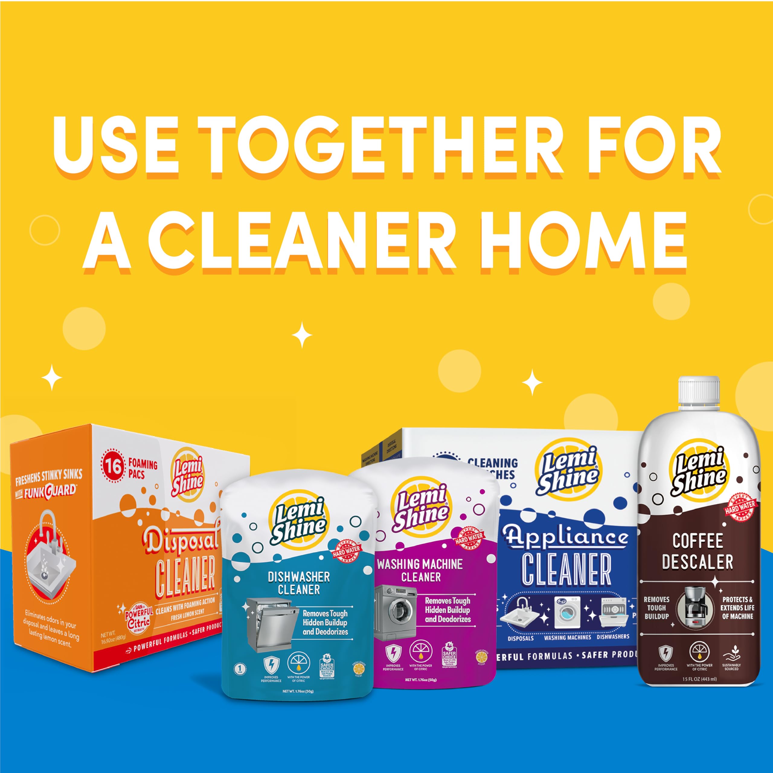 Lemi Shine on kitchen counter in lifestyle scene conveying fresher, cleaner sinks