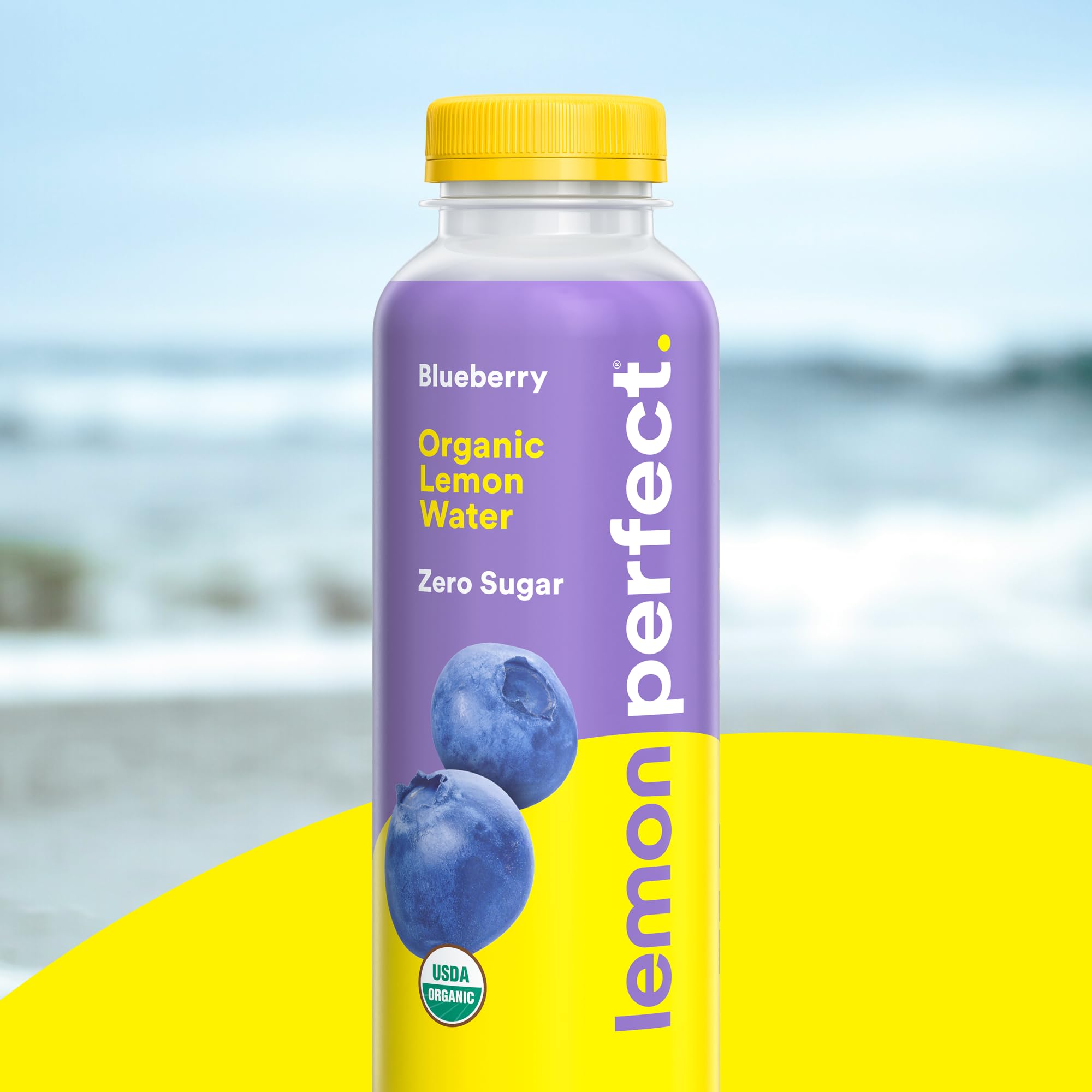 Lemon Perfect label detail highlighting organic, non-GMO, and zero sugar certifications